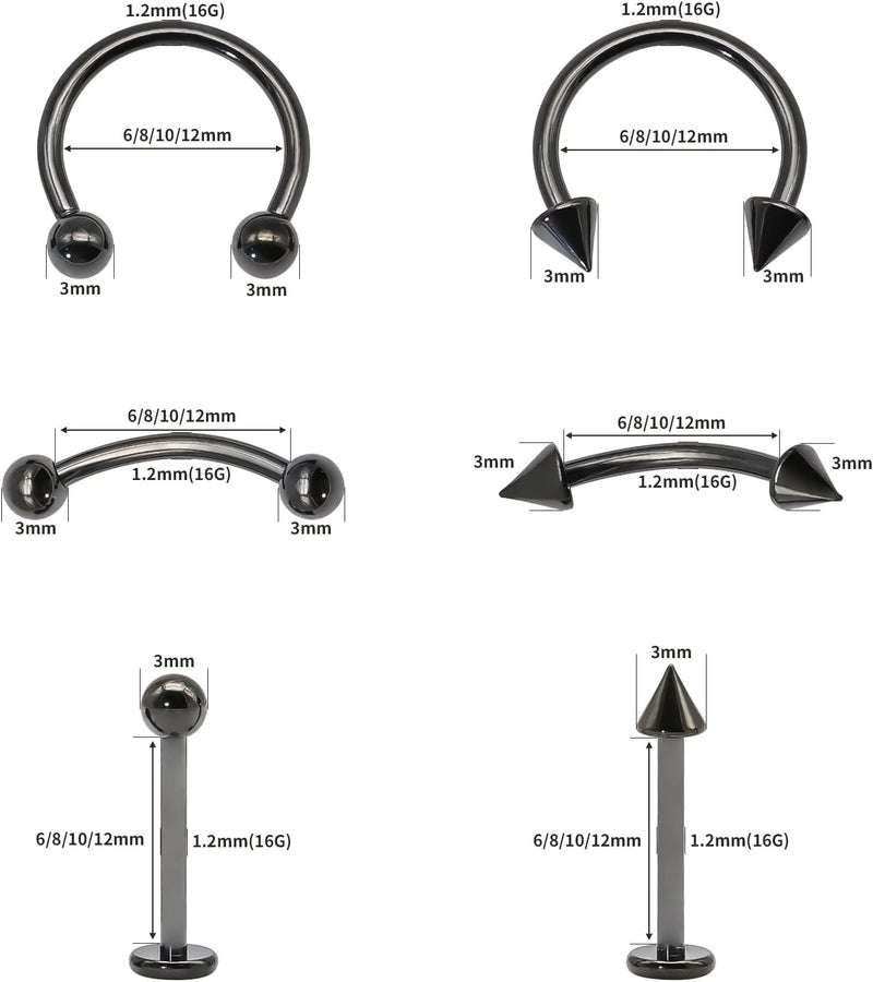 BLISI G23 Solid Titanium Eyebrow Piercing Jewelry, Gokd Black Rose Gold Silver Pink Rainbow Eyebrow Rings 16G Curved Barbell,Tiny Vertical Labret Lip Jewelry Rook Piercing Jewelry for Women and Men - Image 2
